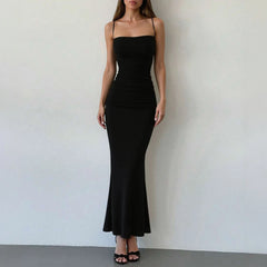 Mia Muse Women's Party Dresses Maxi Spaghetti Strap Elegant Slim Evening Wedding Guest Multi-Color Summer Milkmaid Dresses