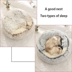Cat Bed Pet Mattress Warm Soft Plush Pet Bed with Cover Round Cat Dog Sleeping Nest Cave for Small Dogs kitten
