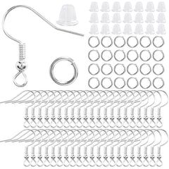 300Pcs Earrings Set Hypoallergenic Earring Hooks Jump Rings Clear Rubber Earring Backs For Jewelry Making Findings Accessories