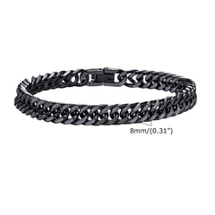 Vnox 8mm/12mm Bold Heavy Stainless Steel Cuban Bracelets for Men Boys,Oxidized Metal Wristband,Punk Rock Chain Bracelet Jewelry