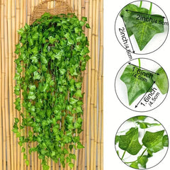 Artificial Green Ivy Leaf Rattan Creeper Leaves Vine Hanging Garland DIY Fake Flowers Plants for Garden Wedding Party Home Decor