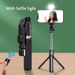 Portable Bluetooth Selfie Stick Retractable Multifunctional 103CM Phone HoldeTripod With Selfie light Wireless Remote Shutter