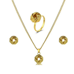 New Fashion Metal Jewelry Three-dimensional Ring Earring Necklace Three Piece Set Creative Design Sense Set Jewelry Ожерелье