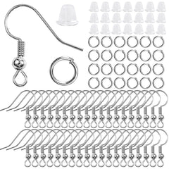 300Pcs Earrings Set Hypoallergenic Earring Hooks Jump Rings Clear Rubber Earring Backs For Jewelry Making Findings Accessories