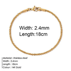 Gold Color Bracelet Stainless Steel Twist Cuban Chain Bracelet for Women Chain Bracelet Jewelry Gifts Wholesale Dropshipping