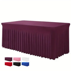 4Ft 6Ft 8Ft Spandex Table Skirt Universal Fitted Stretch Tablecloth for Party, Banquet, Wedding and Events