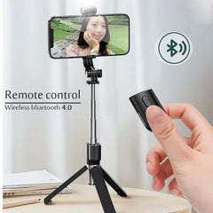 Portable Bluetooth Selfie Stick Retractable Multifunctional 103CM Phone HoldeTripod With Selfie light Wireless Remote Shutter