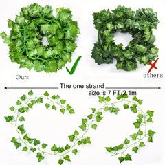 Artificial Green Ivy Leaf Rattan Creeper Leaves Vine Hanging Garland DIY Fake Flowers Plants for Garden Wedding Party Home Decor