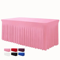 4Ft 6Ft 8Ft Spandex Table Skirt Universal Fitted Stretch Tablecloth for Party, Banquet, Wedding and Events