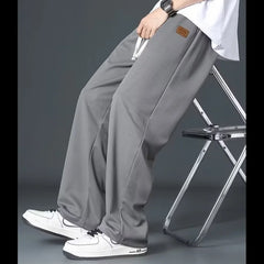 Casual long pants for boys, ice silk quick drying pants for spring and summer, thin, trendy brand straight tube, loose, hanging